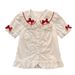 Women's Cute Peter Pan Collar Short Shirt Summer Top White Short Sleeved Inner Layer Lolita Style Clothing_ecoleips.com