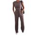 Women's Clothing New Textured Knitted Short Sleeved Tops Wide Leg Trousers Elastic Mid Waist Solid Color Casual Suit_ecoleips.com