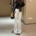 Retro Blue Flared Jeans For Women Heavy Duty Rhinestone Embellished Slim Fit And Flattering Spring New Style_ecoleips.com