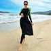 Muslim Swimsuit Women's Beach Sun Protection Long Sleeve Midi Skirt Two-Piece Set_ecoleips.com