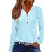 Women's Fashion Cut-Out V-Neck Long-Sleeved Button-Down T-Shirt_ecoleips.com