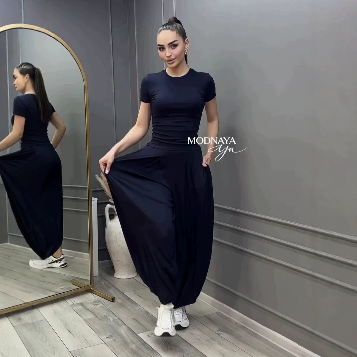 Summer New Style Women's Casual Elegant Suit Short Sleeved T-Shirt And Wide Leg Pants Clothing Set_ecoleips.com