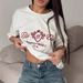 Women's Clothing T Shirt Tops For Women In Summer Leisure Lazy Letters Embroidery Drop Shoulder Round Neck Short Sleeves For Women_ecoleips.com