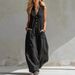 Women's Clothing Spring/Summer Women's Casual Linen Cotton Jumpsuit Sleeveless V-Neck Solid Color For Formal & Casual For Women_ecoleips.com
