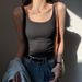 Women's Double Strap Solid Color Camisole Tank Top Ribbed Cotton Sexy Versatile Spring Summer Top_ecoleips.com