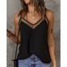 2024 Summer Best-Selling Women's Clothing: Solid Color Thin Strap Mesh V-Neck Patchwork Camisole For Women_ecoleips.com