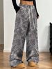 K American Style Youth Women's Fashion Leisure Elastic Waist Camouflage Printed Slim-fit Wide-leg Floor-length Trousers. No Accessories_ecoleips.com