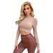Voya Women's 2026 Spring/summer Sexy Backless Slim Fit High Neck Versatile Long Sleeved T-shirt Top Base Shirt_ecoleips.com