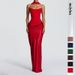 Luxury Solid Satin Strapless Waist‑Cinching Tie Sash Sexy Bodycon Long Party Dress_ecoleips.com