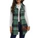 Women's Checkered Vest Coat - Oversized Plaid Open Front Blazer For Fall & Winter (Black/White, Red, Pink, Green)_ecoleips.com
