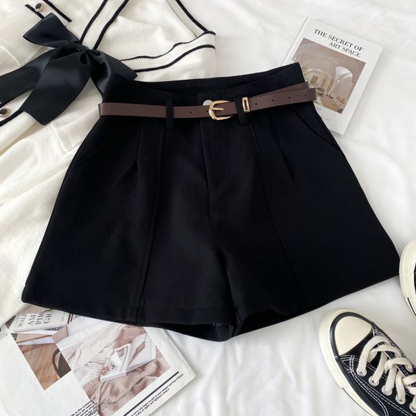 Women's Clothing Fashionable All Match High Waist Slim Suit Shorts Casual Pants Wide Leg Pants Shorts_ecoleips.com