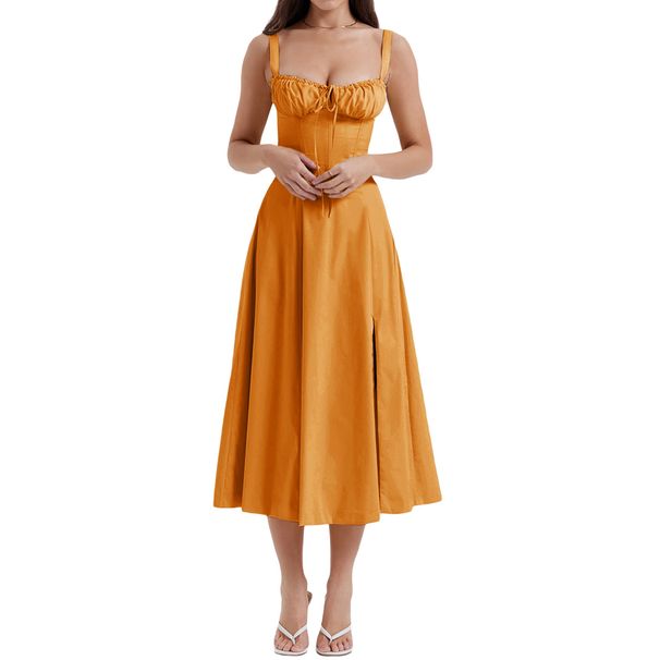 Women's Clothing Suspender Dress With Straps Slim Waist And Slit Waist Summer New French Temperament Skirt_ecoleips.com