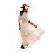 Beige Tassel Vacation Style Xinjiang Travel Outfit Bohemian Long Dress For Women Summer_ecoleips.com