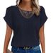 Women's Short Sleeve T-Shirt Lace Trimmed Patchwork Cross Border Spring/Summer_ecoleips.com