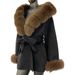 Elegant Oversized Fox Fur Collar Double-Faced Wool Coat For Women - Warm Winter Outerwear With Hood, Loose Fit, Mid-Length_ecoleips.com