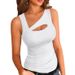 Women's Clothing Summer Cutout Sleeveless Vest Shirt American Style Rib Detail Sexy Basic Hot Girl T-Shirt_ecoleips.com