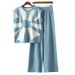 Summer New Women's Cross Border Simple Jacquard Knitted Two Piece Set Sleeveless Vest Top And Wide Leg Pants Loose Fit_ecoleips.com