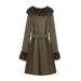 Women's Long Wool Blend Trench Coat With Detachable Faux Fur Collar – Elegant Belted Overcoat For Autumn & Winter_ecoleips.com