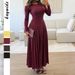 Women Elegant High Waist Long Sleeve Slim Fit Floor‑Length Maxi Dress Casual Daily Wear_ecoleips.com