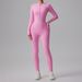LazyZoom Half-Zip Yoga Jumpsuit Bare Sensation Slim Fit Slimming Dance Fitness One-Piece Sportswear_ecoleips.com