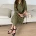 Women's Mid-Length Shirt Spring/Autumn Cotton Linen Loose Fit Korean Style Sun Protection Cardigan_ecoleips.com