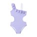 Aria Basics European And American Foreign Trade Cross-border Children's Swimwear, Fashionable One-shoulder Plaid Ruffle One-piece_ecoleips.com