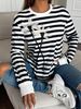Women's Clothing Spring New Women's Casual Long Sleeved Round Neck Striped Floral Sweatshirt T Shirt Tops For Women_ecoleips.com