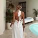 Women's Clothing Halter Neck V Neck Strap Backless Slit Dress Temperament Long Skirt_ecoleips.com