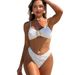 New 2025 Women's Solid Color Fashionable Sexy Swimsuit Two Piece Bikini Set European American Style Cross Border Swimwear_ecoleips.com