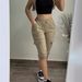 Women’s Clothing tropical slim solid color casual patch pocket lace up elastic waist cropped pants_ecoleips.com