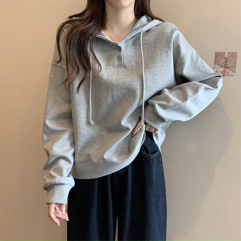 Real Shot Women's Sweatshirt Spring Autumn Thin Loose Korean Style Trendy Student Versatile Long Sleeve Hoodie Top Coat_ecoleips.com