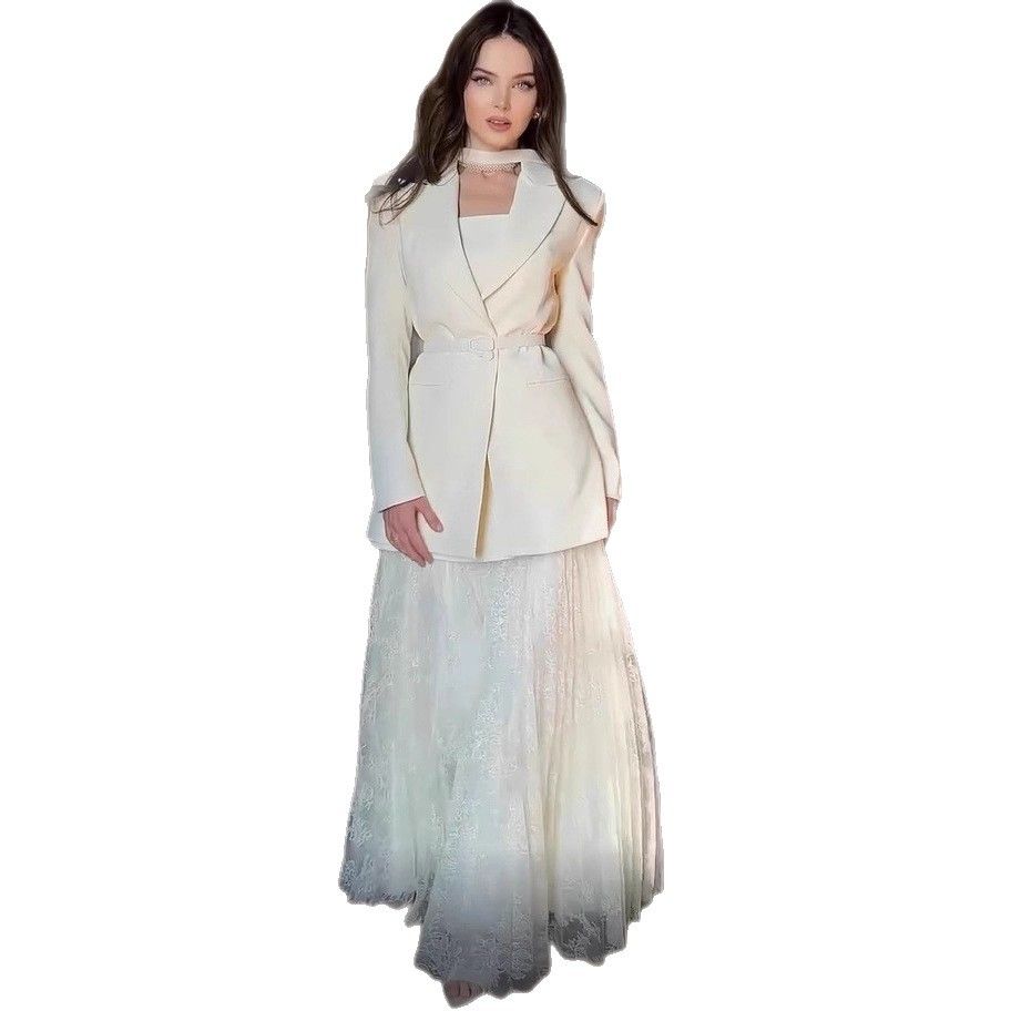 Sophisticated V-Neck Button Down Skirt Set - Wrinkle-Resistant Polyester Office Wear With Pleated Midi Skirt_ecoleips.com