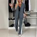 Women's Casual Blazer And Pants Set Long Sleeve Notch Lapel Suit For Fall Winter Office Travel, Stretchy Comfort Two Piece Outfit_ecoleips.com