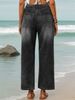 K New Women's Jeans Button Elastic Loose Denim Cropped Pants_ecoleips.com