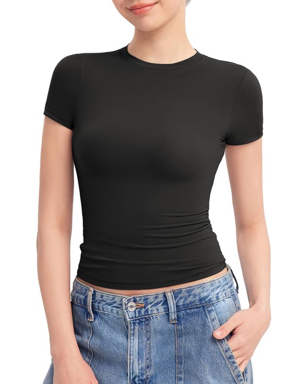Women's Slim Fit T-Shirt Short Sleeve Pleated European American Style Summer Top_ecoleips.com