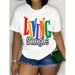 Women's Bright Colored Letter Graphic Cotton Shirt Living Single Printed Top for Casual Wear_ecoleips.com