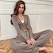 Khaki Sleeve Long Pants Knitted Milk Silk Comfortable Skin-Friendly Pajama Set European And American Autumn_ecoleips.com
