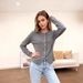 Women's Casual Cardigan Sweater – Soft Polar Fleece, Relaxed Fit, Round Neck Button-Up (Silver/Red), Xs-Xxl_ecoleips.com