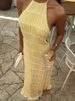TARUXY Fashion Backless Ruched Long Dress For Women Halter Lace Up Sexy Ruffle Dress Loose Female 2025 Summer New Vacation Dress_ecoleips.com