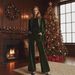 Elegant Velvet Blazer & Pants Set - Slim Fit Office Suit For Women, Professional Two-Piece Outfit (Green, Xs-Xxl, Polyester)_ecoleips.com