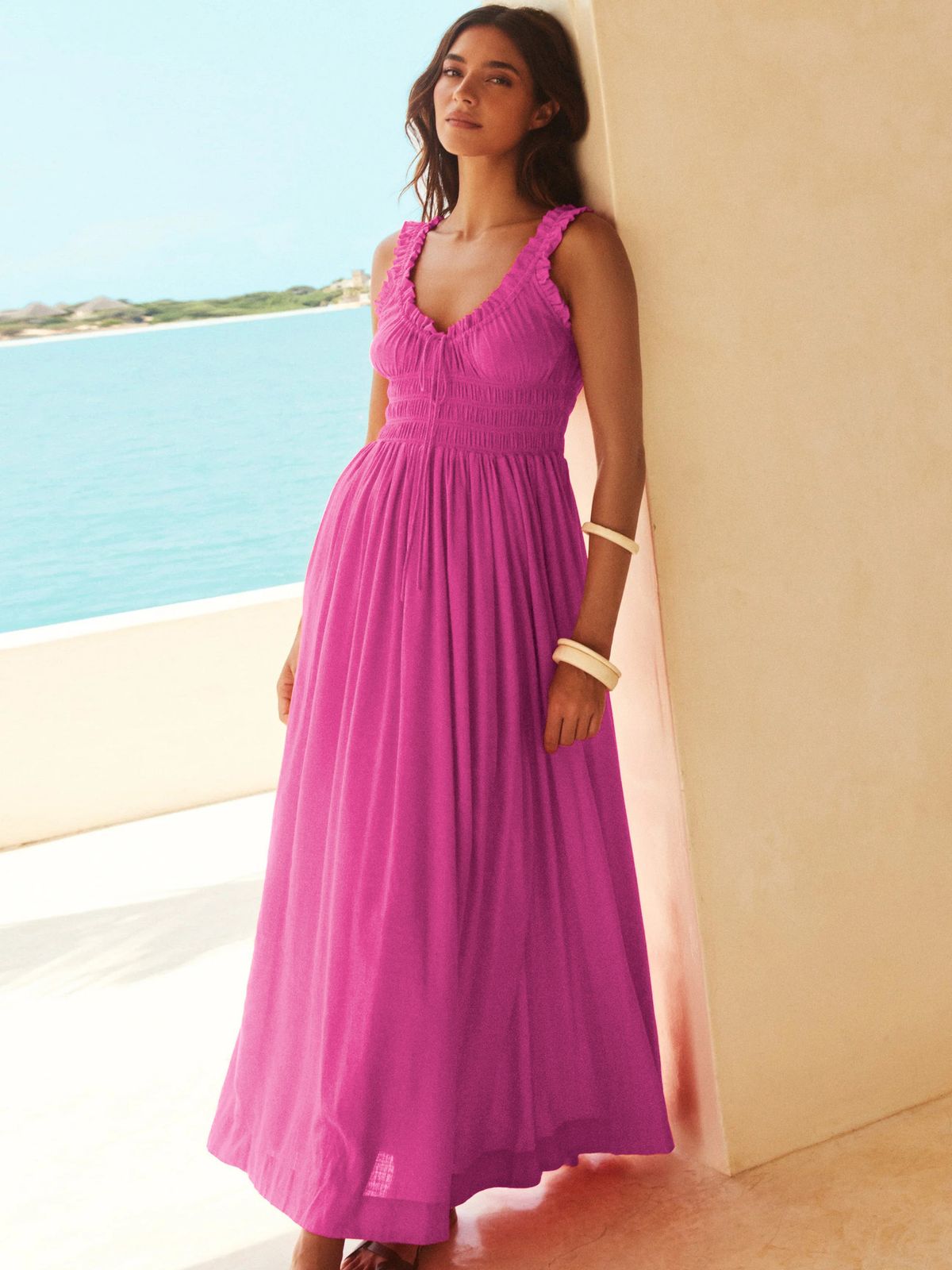 Aria Basics Aria Basics Cross-border Women's New Seaside Casual Suspender European And American Style Dress, High-end French Resort Dress_ecoleips.com