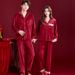 Voya Pajamas Newlywed Couple Set High-end Red Island Velvet Autumn Winter Groom Bride Wedding Men Women_ecoleips.com