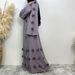 Muslim Fashion Women's Loose Cardigan With 3D Floral Tie Robe 1623_ecoleips.com