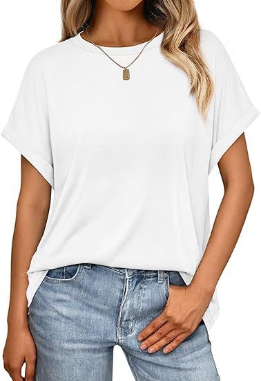 TK2025 European And American Cross-border Spring/summer New Round-neck Casual Solid Color Short-sleeve Loose_ecoleips.com
