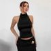 Sexy Backless Halter Neck Crop Top for Women Slim Fit Solid Color off Shoulder European And American Style Hot Girl Summer_ecoleips.com