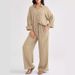 Women's Clothing Loose Casual Cotton Linen Two-Piece Set Top And Wide Leg Pants Spring/Autumn Fashion_ecoleips.com