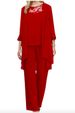 Women's Clothing Fashion Casual Suits Plus Size Elegant Lace Stitching Slim Chiffon Straight Pants Three Piece Suit_ecoleips.com