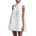 Elegant Stand Collar Short Dress For Women Sleeveless Beaded Three Dimensional Floral Details Sophisticated Loose Fitting New Style_ecoleips.com