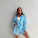 New Single-breasted Loose Long-sleeved Commuter Shirt Shorts Suit For Women_ecoleips.com