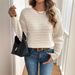 Women's Clothing Butterfly Knot Back Detail Casual Long Sleeve Sweater - Soft Beige, Relaxed Fit, Breathable Polyester Blend, Versatile Streetwear_ecoleips.com